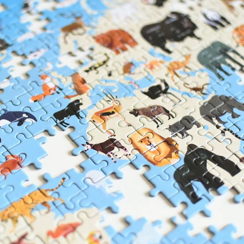 Puzzle cadre 30-48 pièces - Les animaux dans le monde