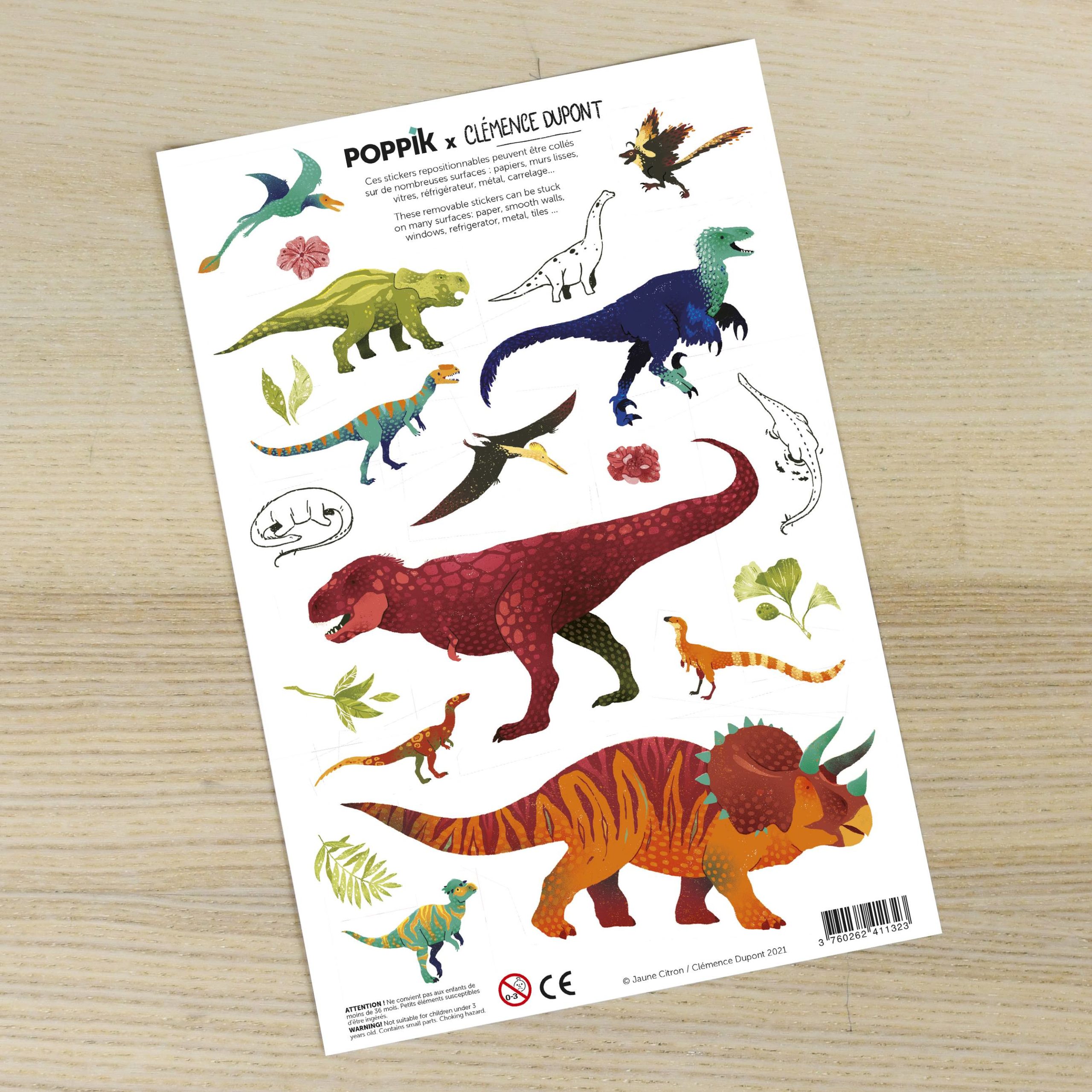 Cadeau enfant - Poster pédagogique + 26 stickers : dinosaure - Idée cadeau  anniversaire dino